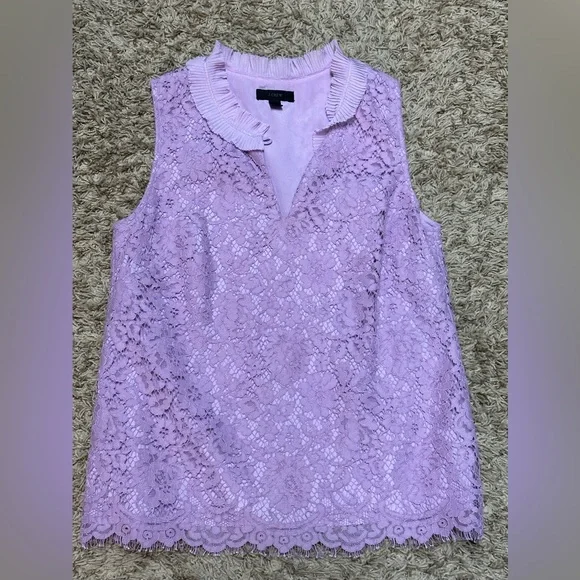 J Crew Lace Poplin Tank FREE SHIP - Picture 2 of 2